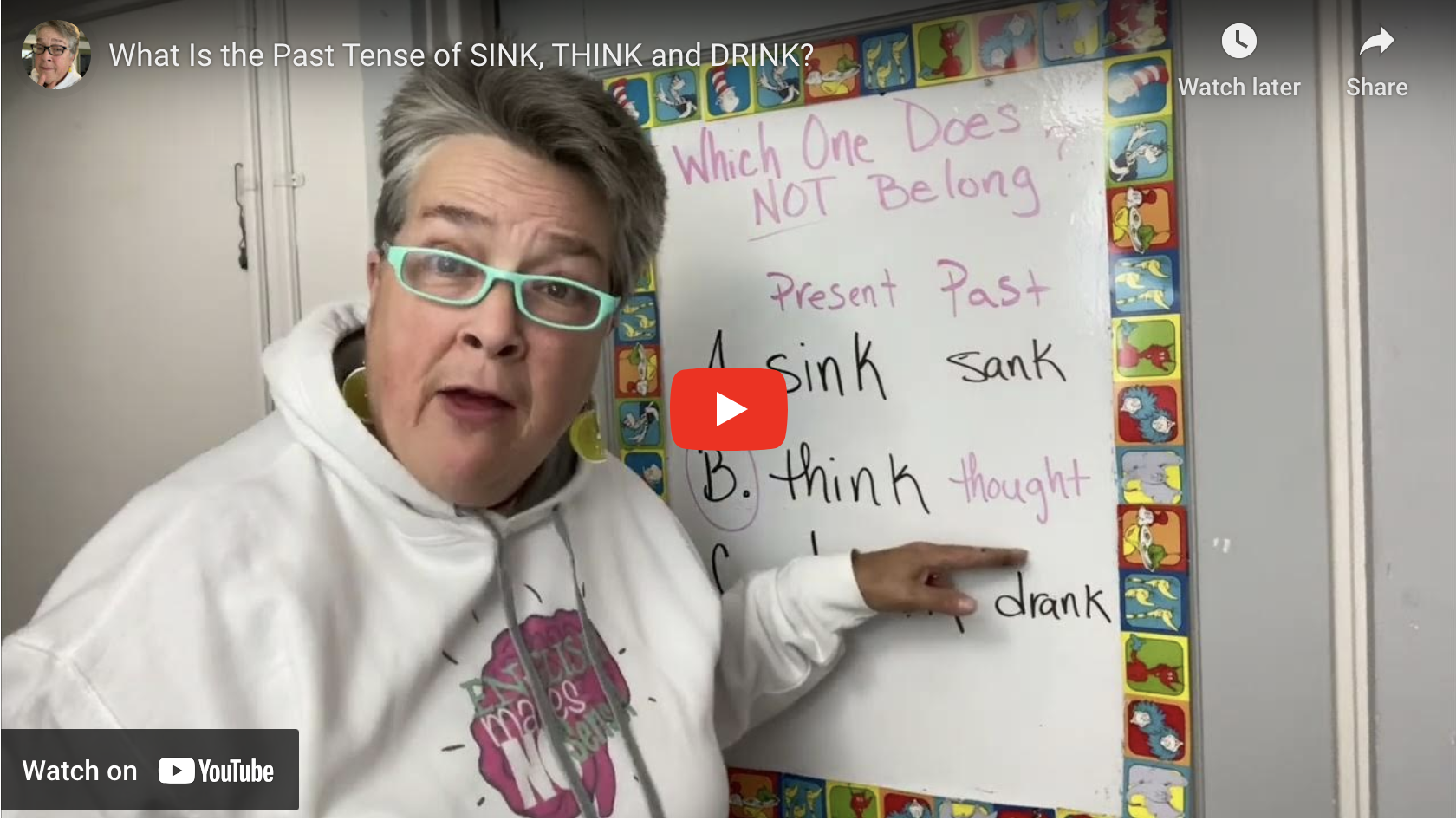 What is the past tense of sink, think and drink